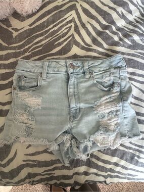 American Eagle Outfitters Light Wash Distressed Denim Shorts